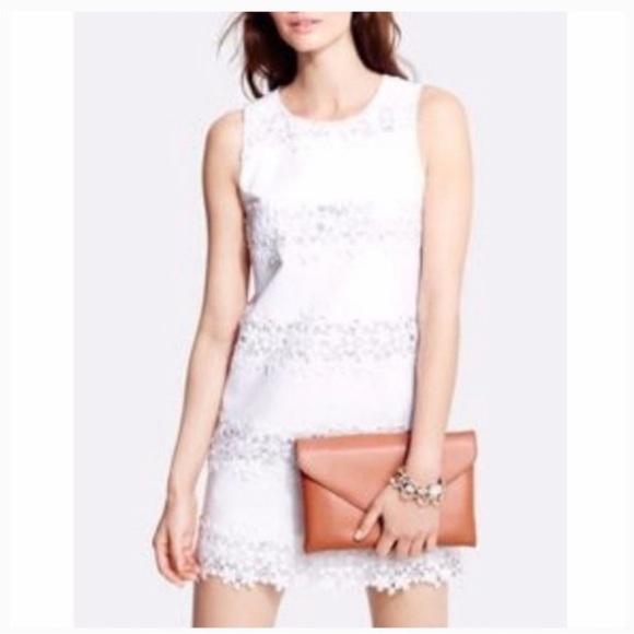 J. Crew White Crochet Floral Lace Stripe Shift Mini Dress - 2 - Picture 3 of 15